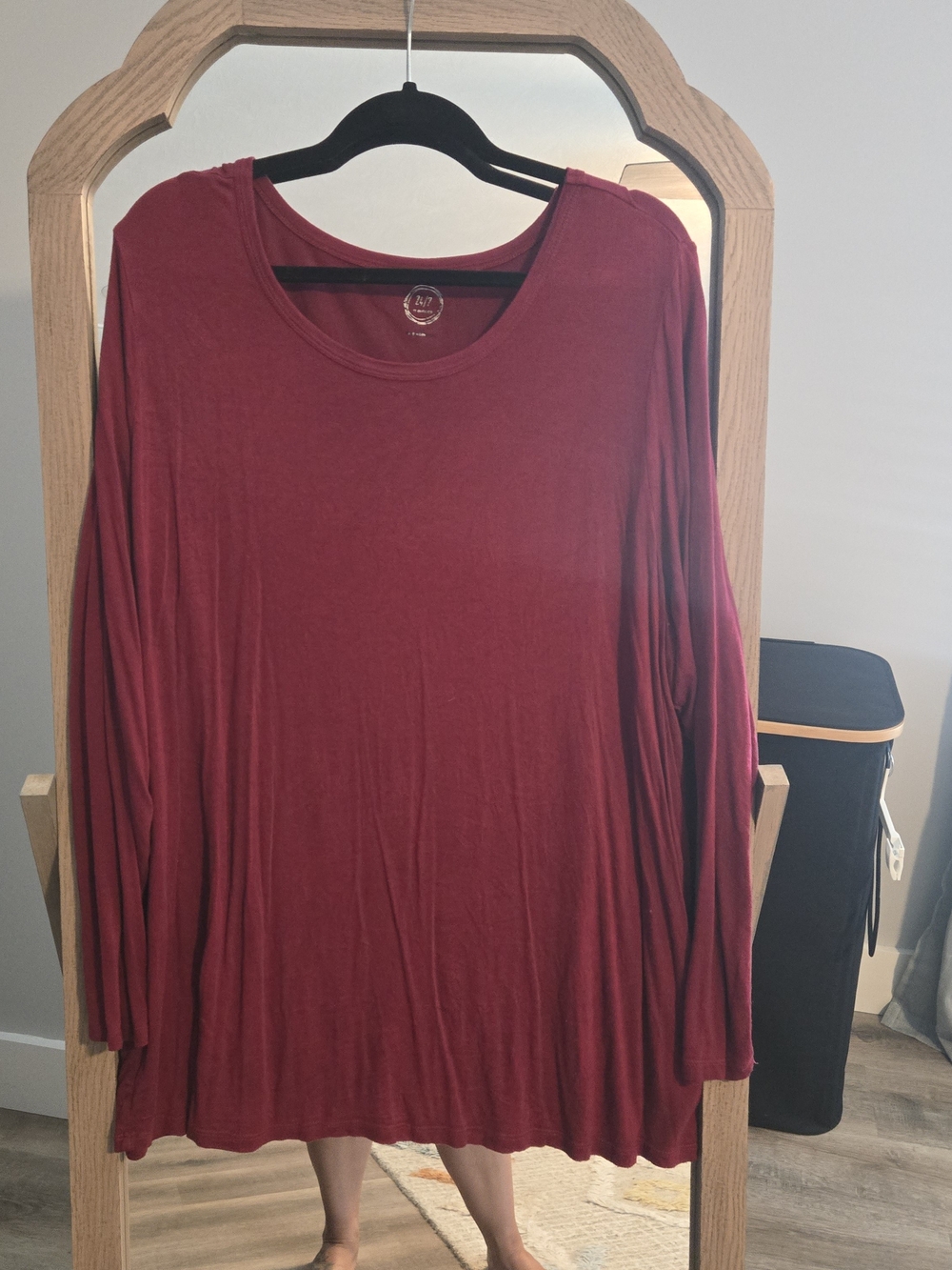 Maurices Long Sleeve 24/7 Top - Burgundy